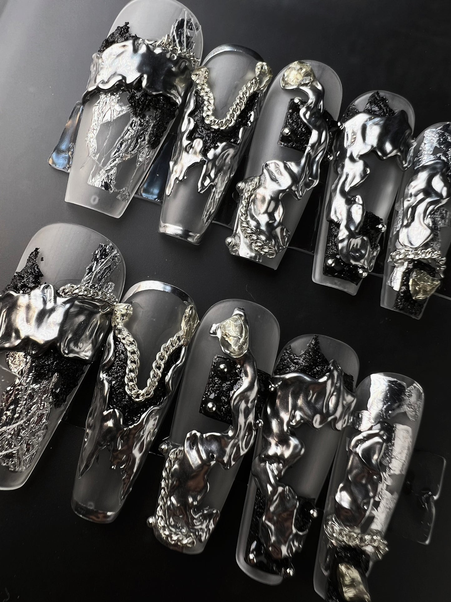 Dark Cool Style Press On Nails: Dive into Instant Glamour