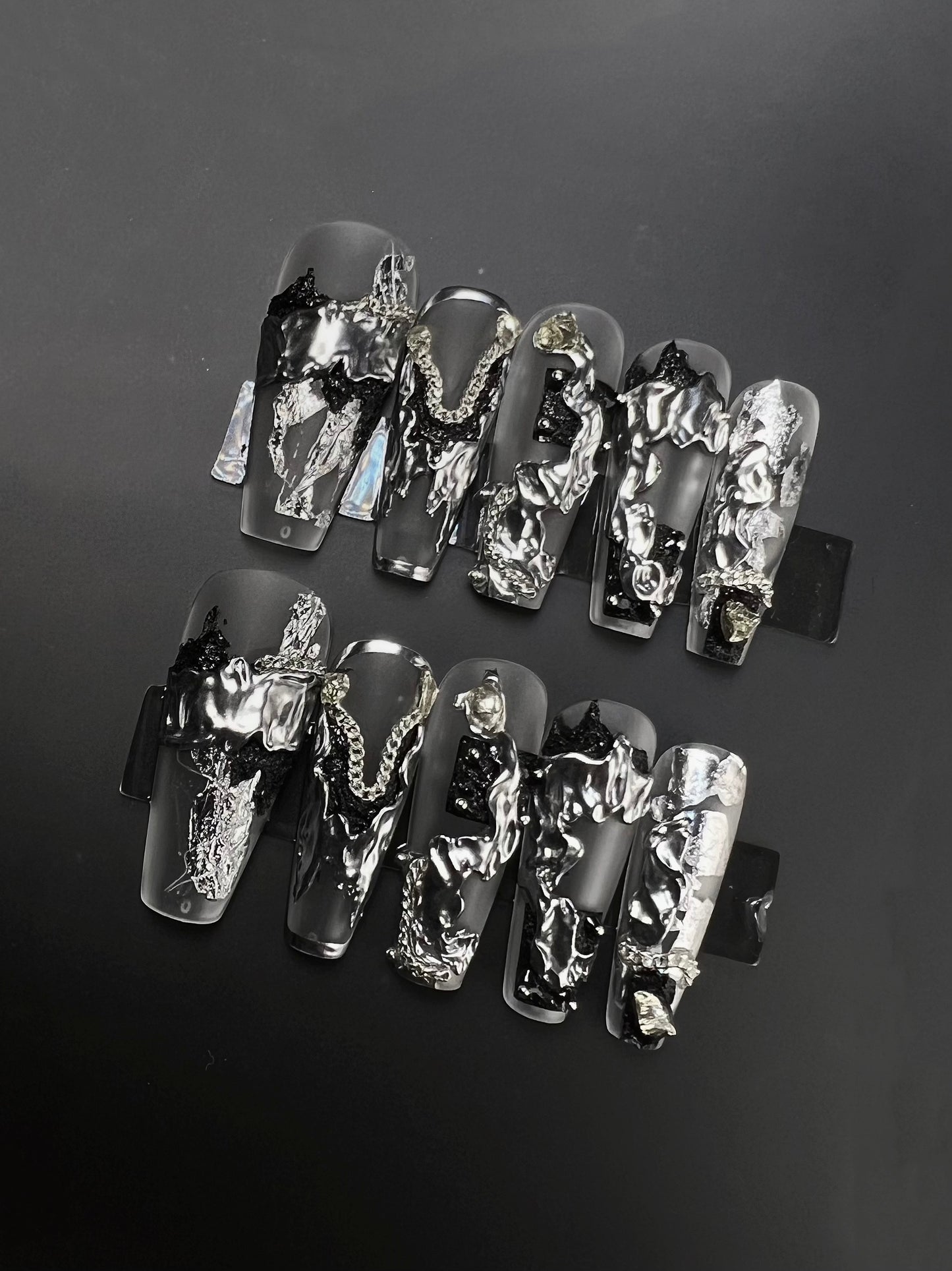 Dark Cool Style Press On Nails: Dive into Instant Glamour